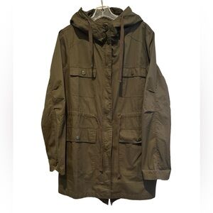 Charlotte Russe Womens COTTON Olive Army Green Hoodie Trench Coat Jacket Large
